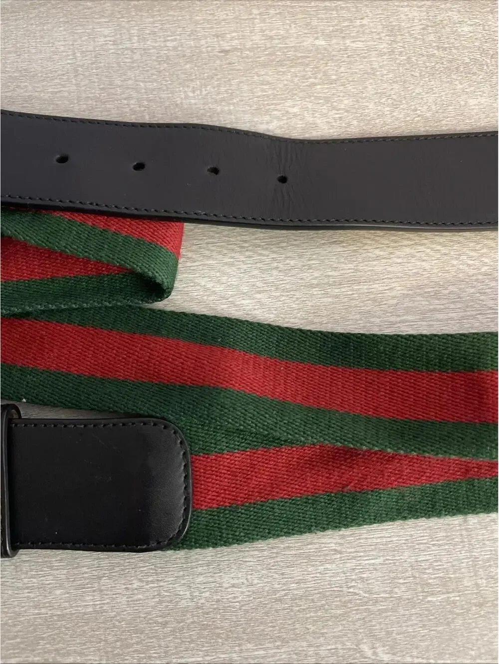 Gucci Green & Red Striped #409416 HE21T 105•42 #480199 Double G Web Belt! MZZ8